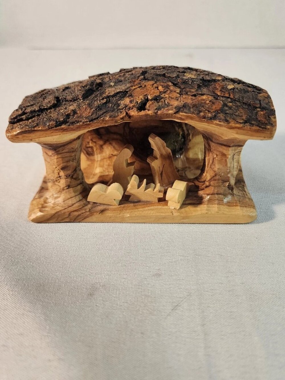 Handcrafted Olive Wood Nativity Grotto from Bethlehem